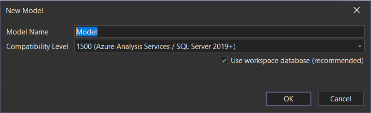 New model dialog